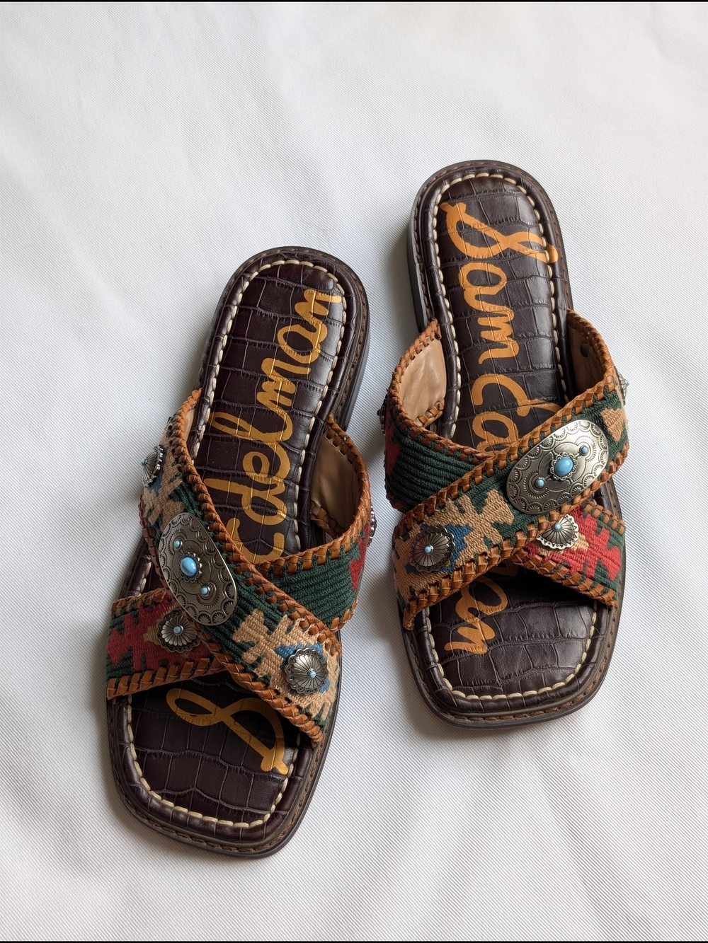 Sam Edelman Hagen Boho Western Criss Cross Slide Sandals Size 7 - Picture 9 of 9
